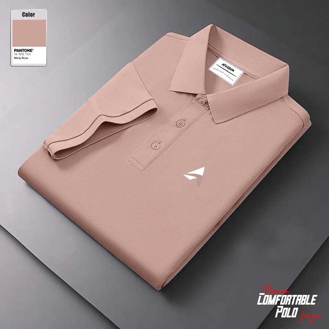 Men's Short Sleeve Premium Quality Cotton Polo T-Shirt - Baby Pink