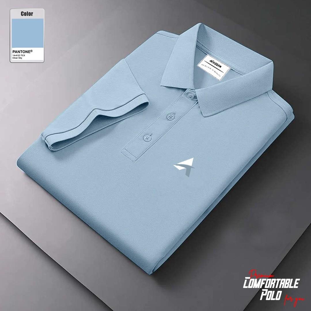 Men's Short Sleeve Premium Quality Cotton Polo T-Shirt - Sky Blue
